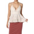 thumbnail image 1 of TheMogan Women's PLUS Cross Strap Smocked Back Crochet Lace Ruffle Peplum Cami Top, 1 of 7