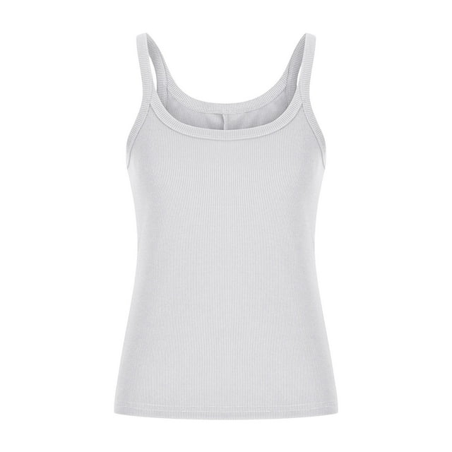 Yuyuzo Plus Size Tank Tops for Women Ribbed Knit Sleeveless Crop Tops Round Neck Slim Fitted Soft Base Layer Camis Tees