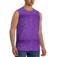 thumbnail image 2 of Bixox Men's Glitter Purple Printed Shirt Sleeveless Fitness Tank Top-Large, 2 of 7