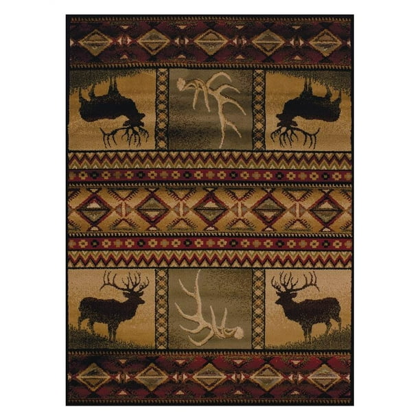 United Weavers Essence Bull Elk Lodge Multi Woven Polypropylene Area