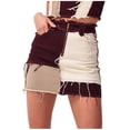 thumbnail image 2 of FAOWME Women's Denim Skirt High Waisted Patchwork Comfortable Fashion Slim Fit Mini Skirts With Pockets For Casual Daily Wear,Coffee,L, 2 of 7