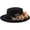 Black, variant on Floral Ladies Hat, Vintage Wool Floral Flat Top Hat, Wide Brim Hat, Fedora Church Derby Felt Cap Bucket Hat Bowler Hats for Wedding Party Talent Show