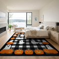 thumbnail image 3 of ODIKA Halloween Ghost Plaid Pumpkin Border Striped Fallc Door Doormat Low Profile Flatwoven for Great Room, Indoor Open Concept, Large Living, 3 of 7