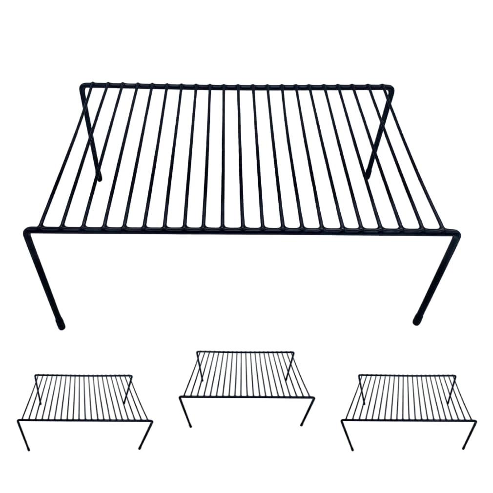 Evelots Kitchen Cabinet Wire Shelf Organizer/Rack - 4 Pack Sturdy Large Metal Shelf Risers - Double Your Counter Space - Great for Kitchen, Freezer, Pantry and Bathroom - Rustproof - Black