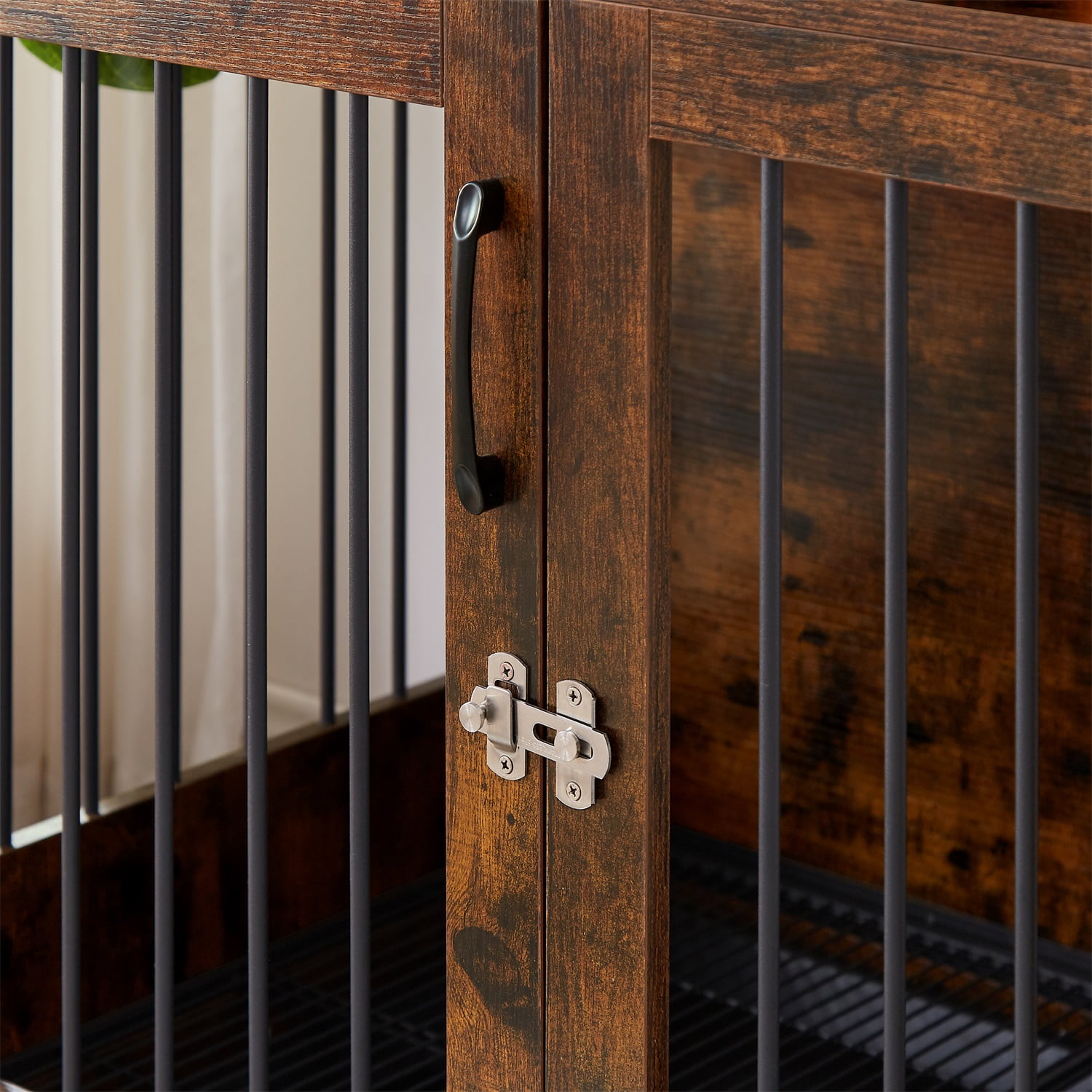 Pefilos 37.8" Dog Crates for Indoor Dogs, Heavy-Duty Dog Cage Furniture, Decorative Wood Kennels with Removable Trays and Feeding Bowls, Brown Pefilos 37.8" Dog Crates for Indoor Dogs, Heavy-Duty Dog Cage Furniture, Decorative Wood Kennels with Removable Trays and Feeding Bowls, Brown