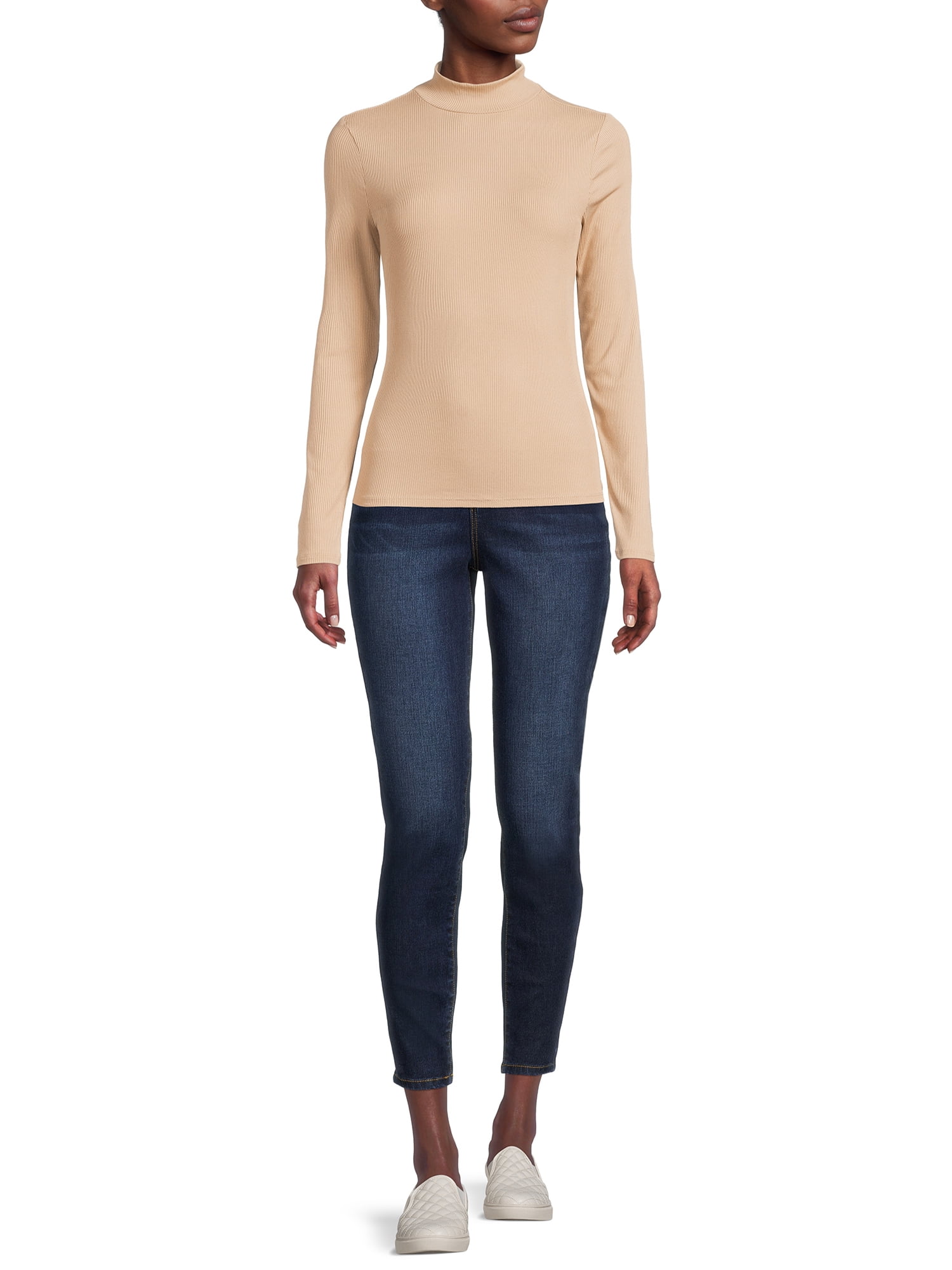 No Boundaries Women's Juniors Long Sleeve Mock Neck Top, Sizes XS-3XL