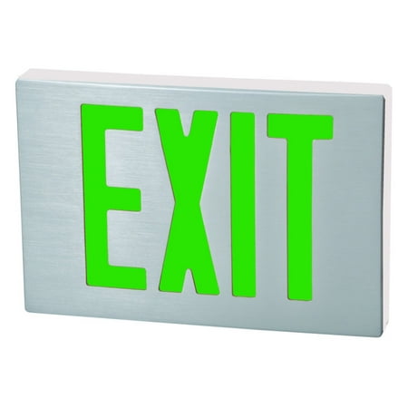 Cast Aluminum LED Exit Sign - Green Lettering, Aluminum Housing, White Face