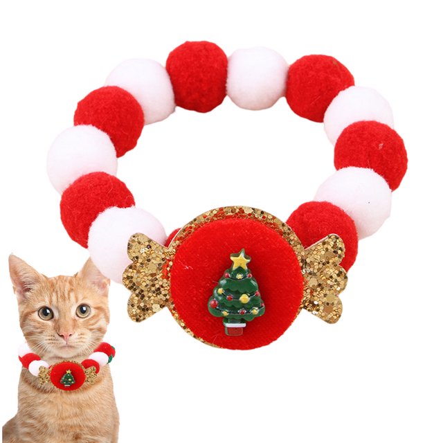 Collar de invierno con forro de felpa para perros, cálido y suave para perros pequeños, medianos, gatos, cachorros, gatitos, ropa linda (rojo y verde)
