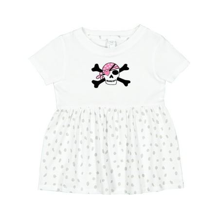 

Inktastic Pink Pirate Skull Girls Baby Dress