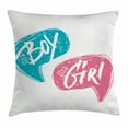 thumbnail image 1 of Gender Reveal Decorations Throw Pillow Cushion Cover, Hand Drawn Sketch Boy and Girl Letters Toddler Baby Shower, Decorative Square Accent Pillow Case, 24 X 24 Inches, Teal Pink White, by Ambesonne, 1 of 2