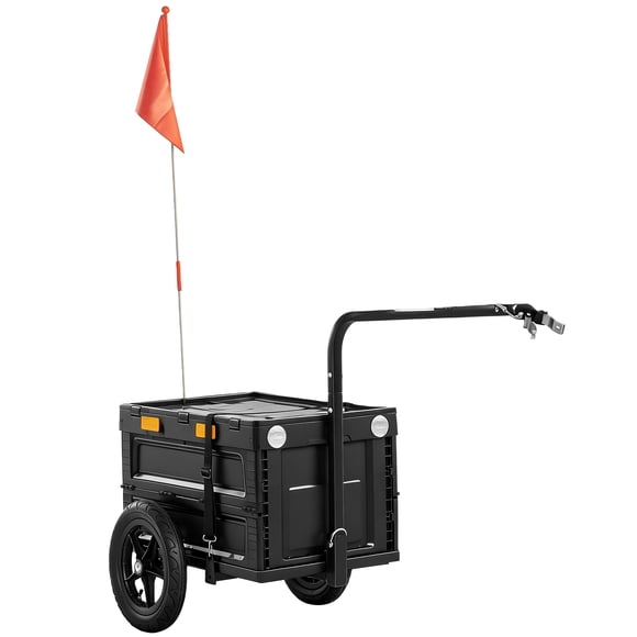 Soozier Remorque à Vélo, Remorque Cargo pour Vélo de 17 Gal avec Boîte de Rangement Pliable