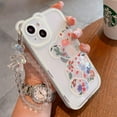 thumbnail image 2 of for iPhone 14 Pro Case with Cute Flowers Bear Pattern, Camera Protector, Clear Case and Lovely Strap Bracelet Chain, Compatible for iPhone 14 Pro for Girls Women (Clear), 2 of 15