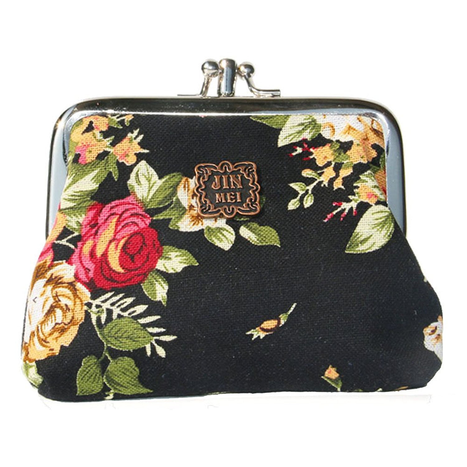 Blooming Pink Flower Print Leather Coin Purse Mini Pouch Exquisite Buckle Change Purse Wallets Clutch Handbag