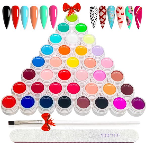 Kit de pintura en gel para decoración de uñas GOFLORDEN, 36 colores con pincel para uñas