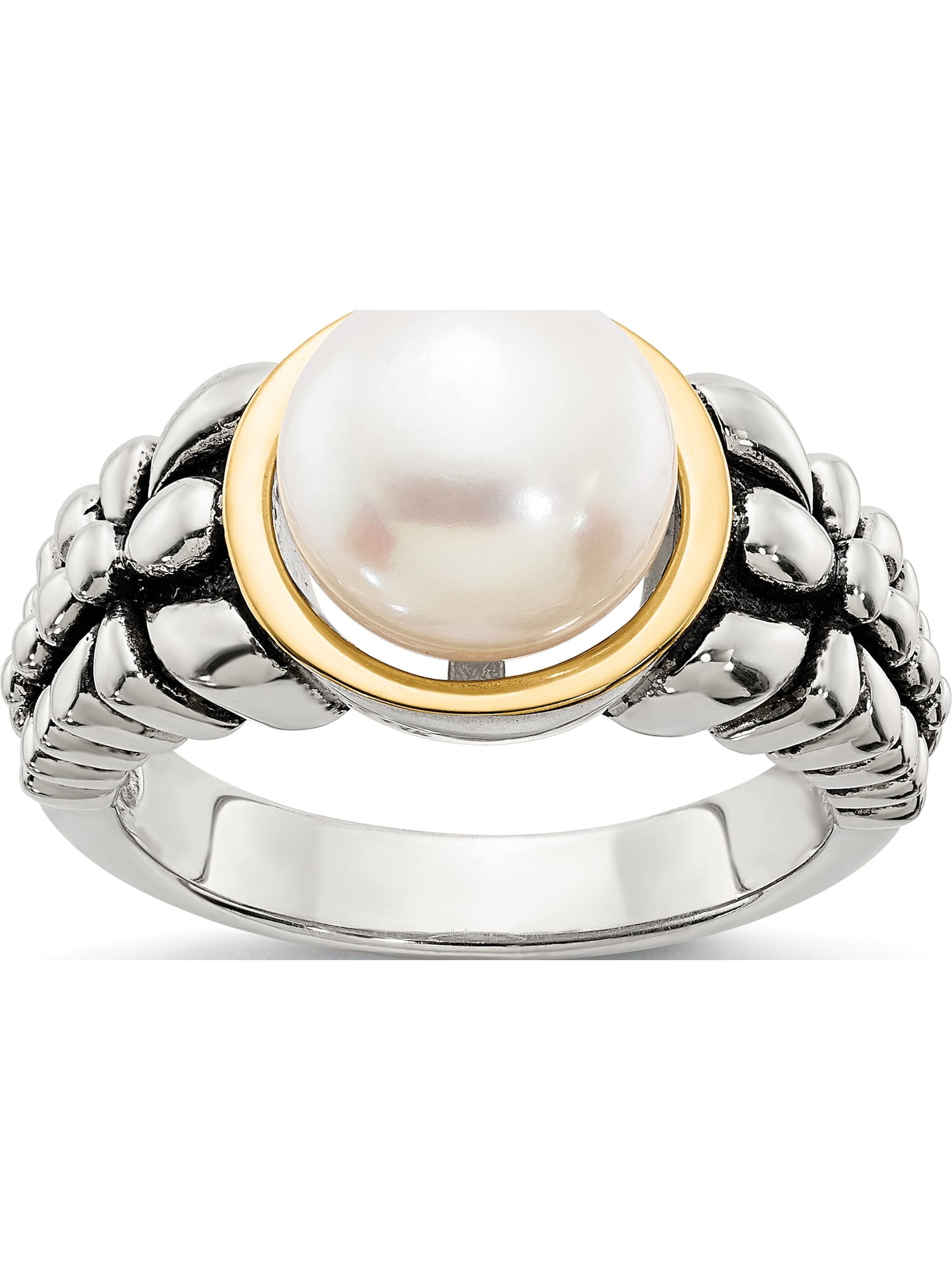 Sterling Silver w/ 14K Gold-Plated 12mm Freshwater Cultured Pearl Vintage Ring