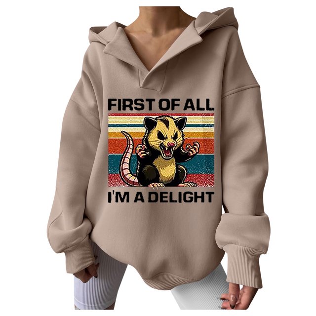 WEAIXIMIUNG Oversized Sweatshirt First Of All I'M A Letter Printed Hoodie for Women