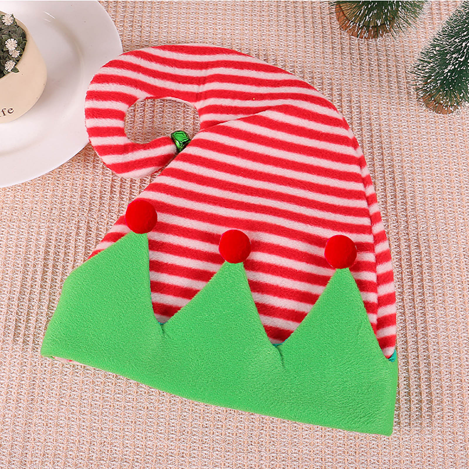 Christmas Felt Elf Hat With Bells – One Size, Adult Unisex, Beistle, Multi-Color