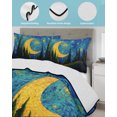 thumbnail image 3 of Quilt King Size Bedding Set, Starry Moon Reversible Summer Quilt 3 Pieces, Modern Abstract Art Forest Lightweight Bedspreads Coverlets with 2 Pillow Shams for All Seasons, 3 of 5