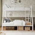 thumbnail image 3 of Capri Twin over Full Size Metal Bunk Bed for Teens Adult with 12" Under-Bed Storage & Ladder & Full-Length Guardrail, Space-Saving, Heavy-duty, White, 3 of 11