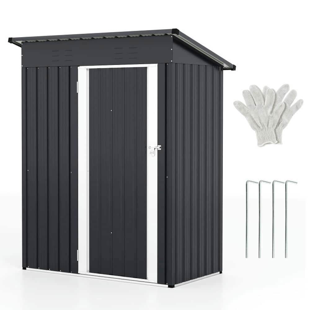 Yardi Yarda 5 x 3 Feet Outdoor Storage Shed with Sloped Roof and Lockable Door, Versatile Storage Shed, Gray