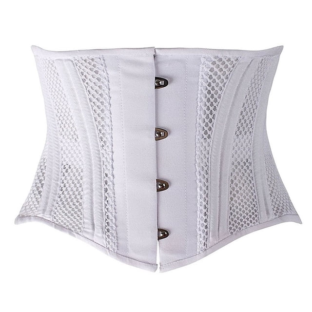 Corsé de hueso de acero 24 para mujer, torso corto, sujetador de entrenamiento de cintura pesada, corsé de cintura moldeador de cuerpo transpirable ahuecado