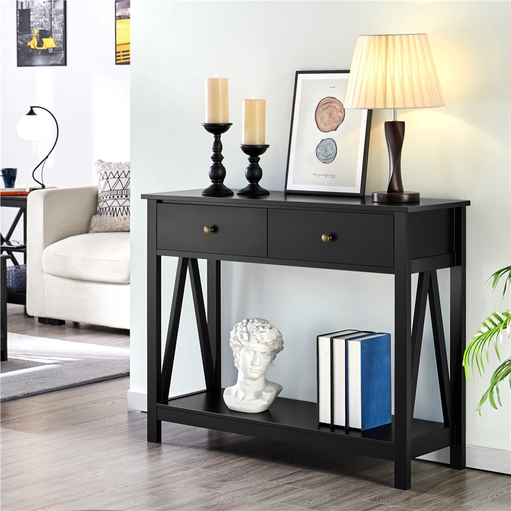 Topeakmart Wooden Console Table Sofa Side Table Entryway Table with