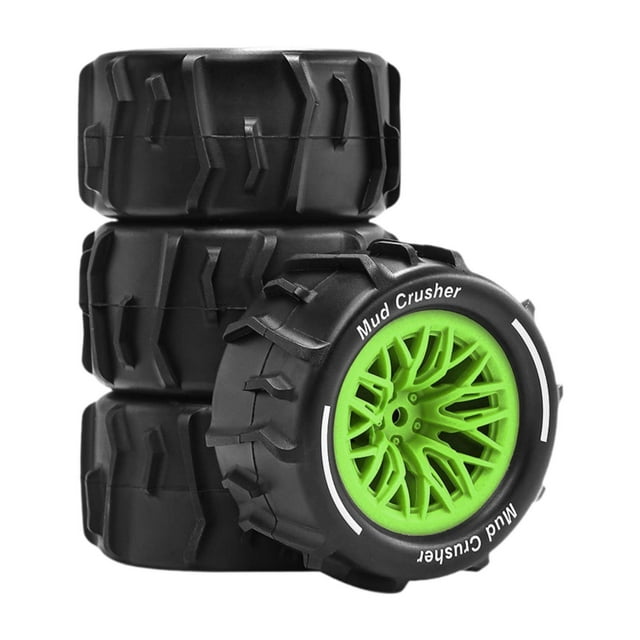 4 Piezas de Neumáticos para Coche RC 1/18, Componentes, Accesorio, Instalación Rápida Profesional Verde