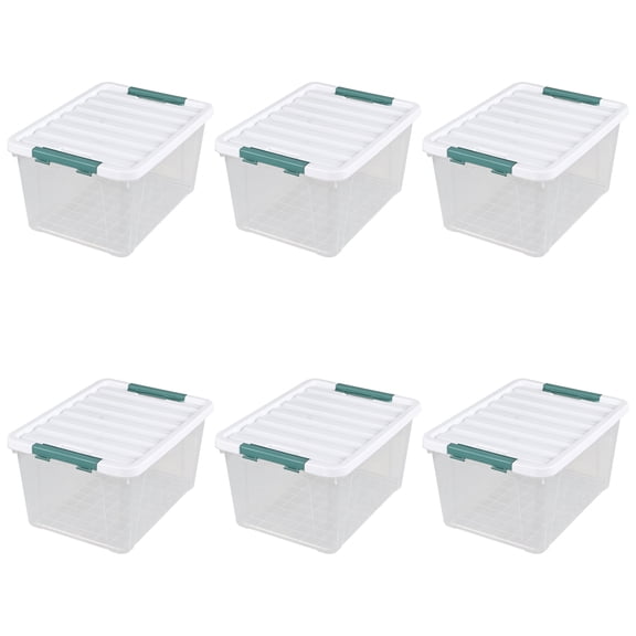 DynkoNA 6 Pack 35 Quarts Large Storage Bin with Lid, Clear Plastic Storage Boxes