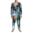 thumbnail image 3 of Sikiie Ink Style Wave Dragon Mens Pajama Set, Soft Warm Long Sleeve Sleepwear, Cozy Button-Down Pjs for Men-, 3 of 7