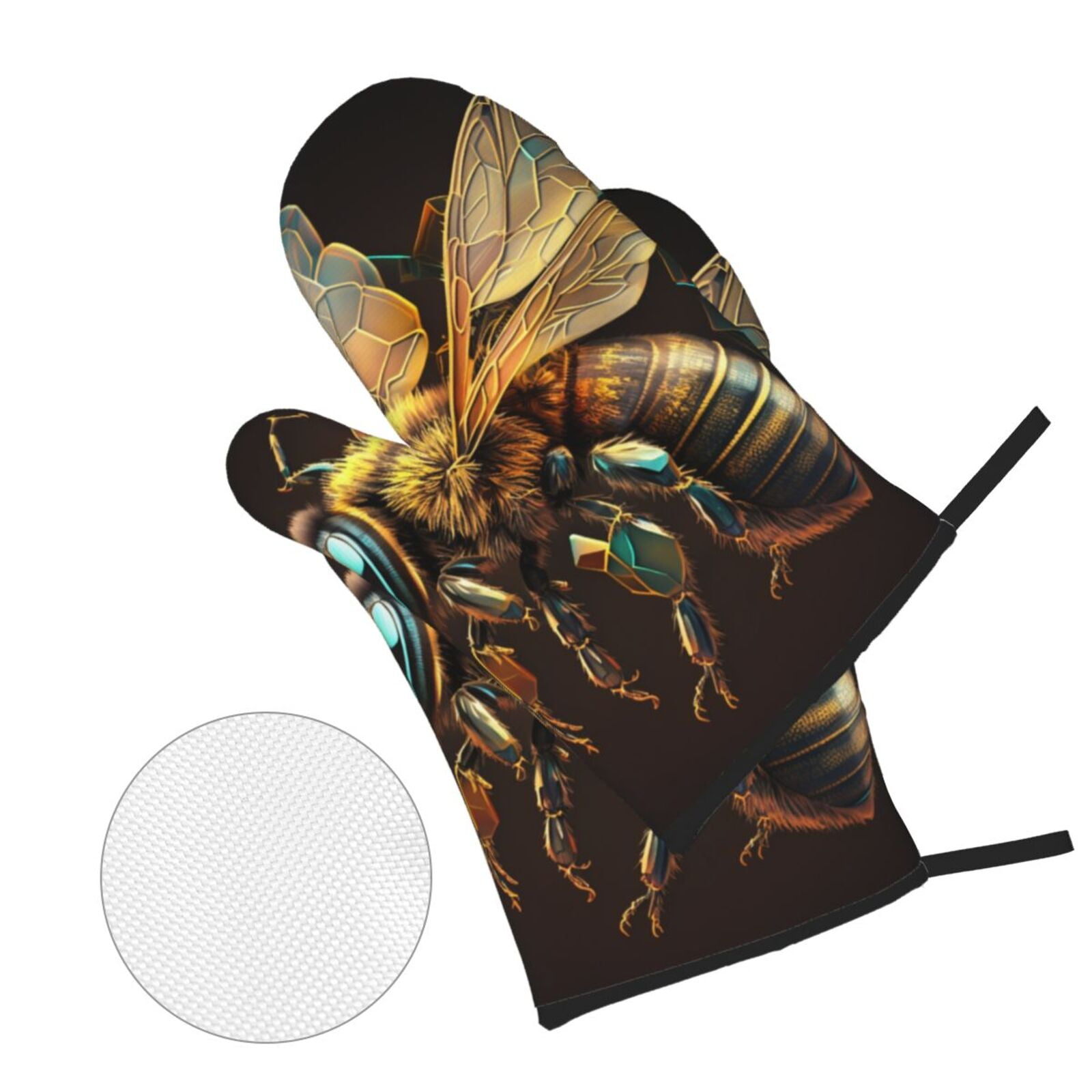 Bee Honey Honeybee Cool 4Pcs Oven Mitts and Pot Holders Sets Oven Kitchen Gloves Hot Pads for Cooking BBQ Baking Grilling
