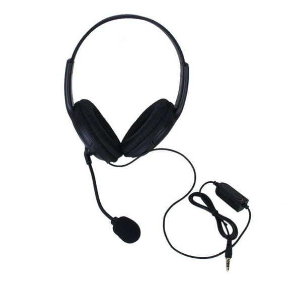 3.5mm Double Earpiece Stereo Headphone Headset Earphone with Volume Control for (Black)