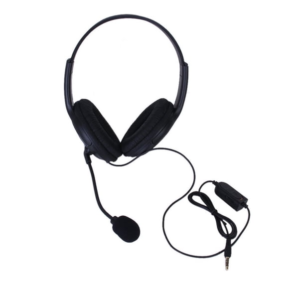 3.5mm Double Earpiece Stereo Headphone Headset Earphone with Volume Control for PS4 (Black)