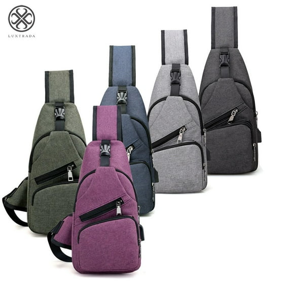 Luxtrada Men Belt Charging USB Port Chest Bag Fashion Multi-Function Waist Packs (Gray)