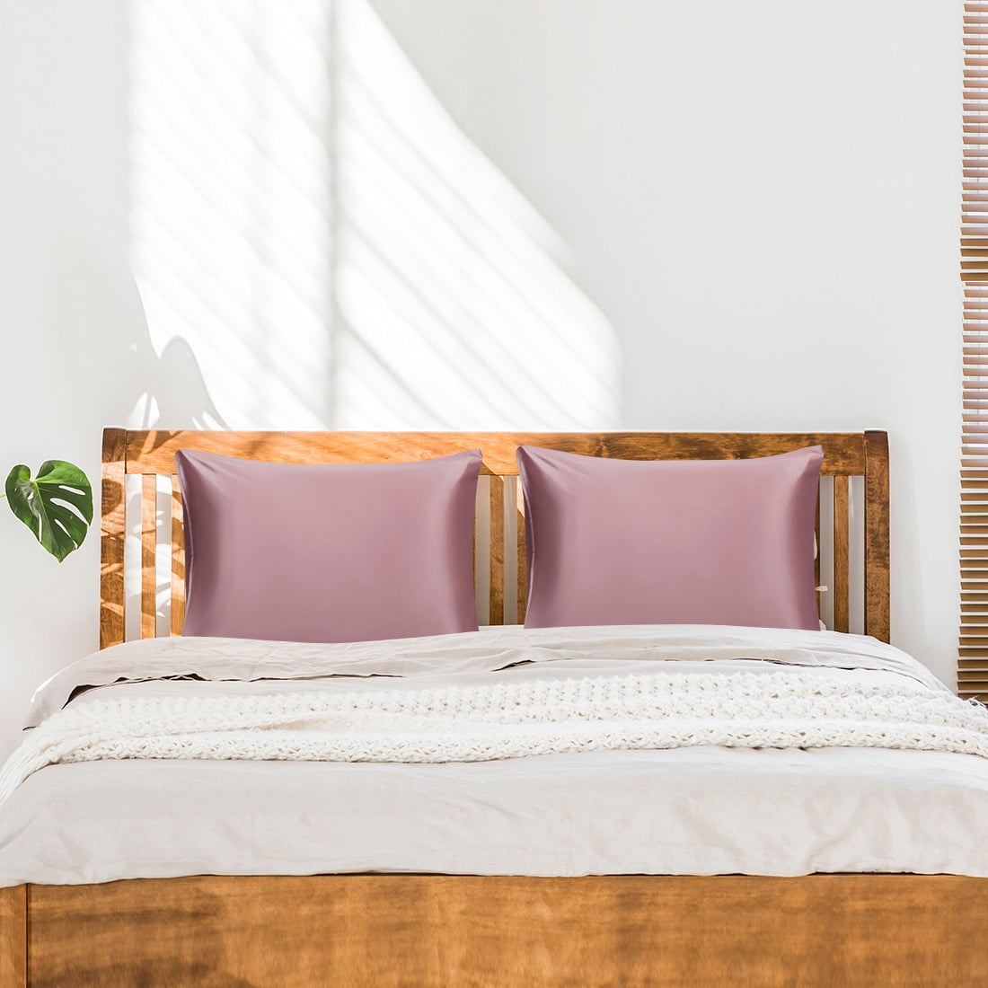 Unique Bargains 1 Piece 22 Momme 100% Silk Pillowcase Mauve Standard