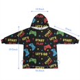 thumbnail image 7 of Multicolor Controllers Games Text Black Pattern Blanket Hoodies for Kids 6-13YR Oversize Wearable Blanket Hoodies for Boys Girls Teens, 7 of 7