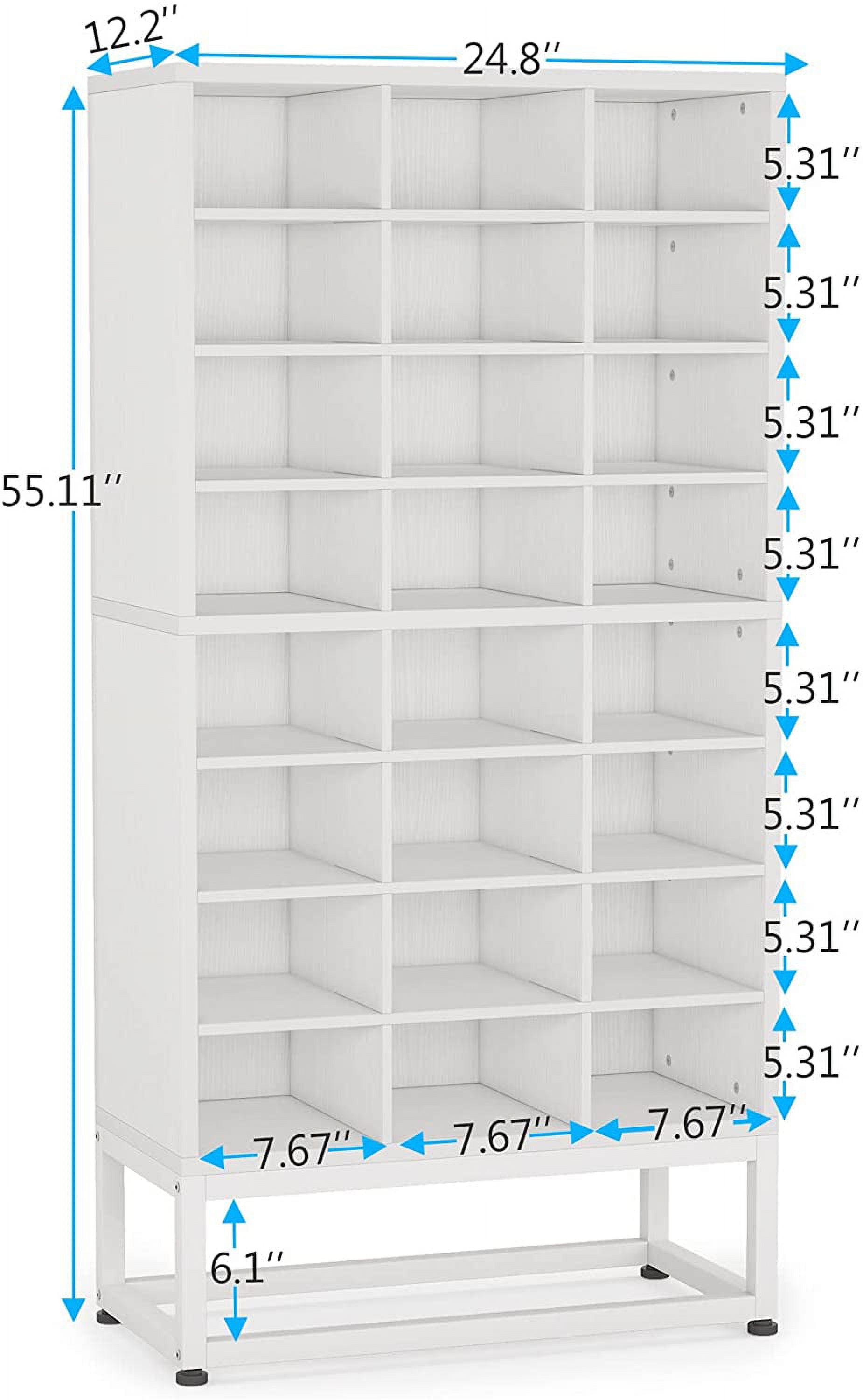 Tribesigns Shoe Storage Cabinet, Freestanding Shoe Storage Organizer with  24 Cubbies, 8-Tier White Shoe Rack with Adjustable Partition for Entryway,  Closet 