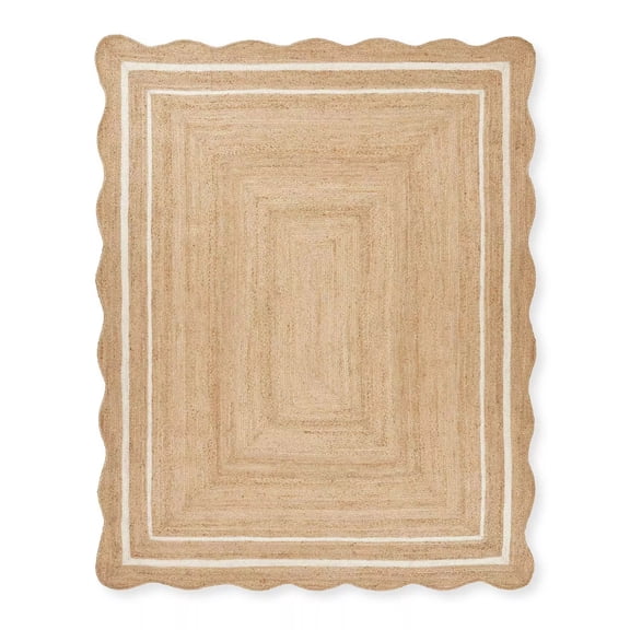 Bohemian Handwoven Scalloped Jute Area Rug