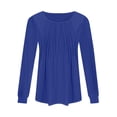 thumbnail image 4 of ADSSDQ Long Sleeve Blouses for Women Dressy Casual Pleated Shirts Fall Fashion Crew Neck Tunic Tops for Leggings Trendy Clothes Blue L, 4 of 4