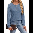 thumbnail image 3 of Suéter para Mujer, Camisetas Henley de Larga, Túnicas para Usar con Leggings, Suéteres de Cuello Redondo A . Azul L, 3 of 8
