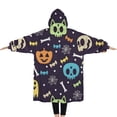 thumbnail image 2 of Oversized Wearable Blanket Hoodie,Halloween Colorful Spooky Elements Sherpa Blanket Hoodie with Super Pockets,Super Warm Fuzzy Pullover for Women & Men, 2 of 6