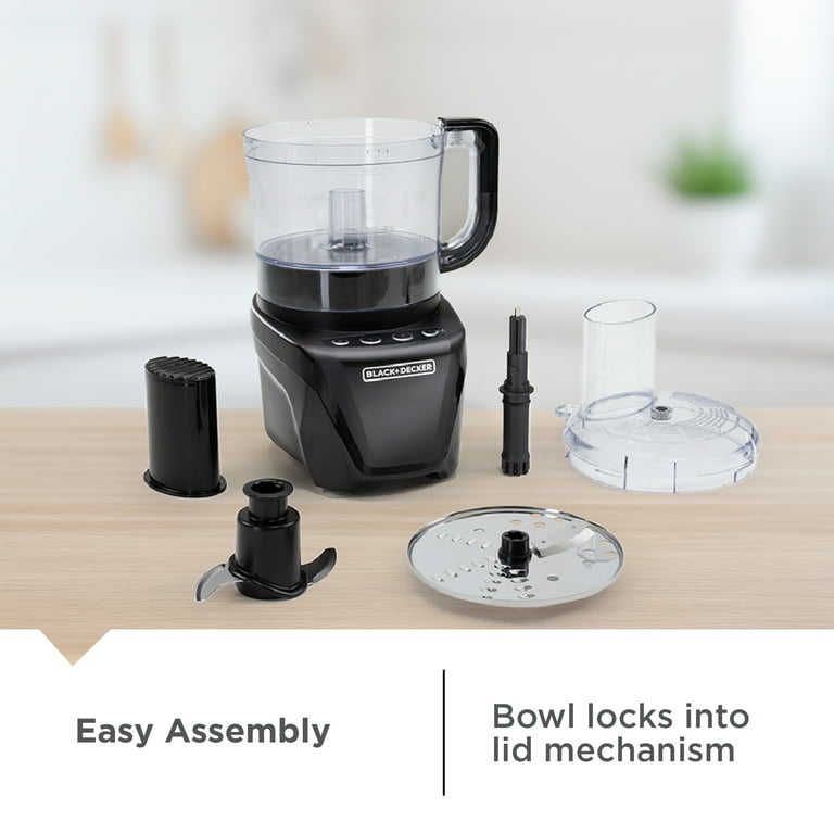 BLACK+DECKER Easy Assembly 8-Cup Food Processor, 850W, 2 Speeds +