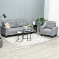 thumbnail image 4 of HOMCOM Button Tufted Armchair Upholstered Accent Chair with Rubberwood Legs, 4 of 10