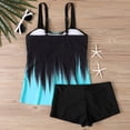 thumbnail image 5 of Women's Two Piece Swimsuit Fashionable Conservative Gradient Color Flat Leg for Beach Vacation,Sky Blue,2XL, 5 of 5