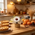 thumbnail image 5 of Fall Tabletop Decor, Artificial Flower Arrangement in Woven Basket with Pumpkin and Maple Leaf for Mantel Shelf and Thanksgiving Centerpiece Display, Preassembled Potted Floral Accent, 5 of 6
