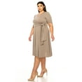 thumbnail image 2 of Women's Plus size Stylish Solid Faux Wrap Dress with Deep V-Neck, 2 of 5