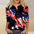 thumbnail image 2 of YDLCAFD Easter Women Casual V Neck Colorful Gradient Geometric Print Button Three Quarter Sleeve T Shirt, 2 of 4
