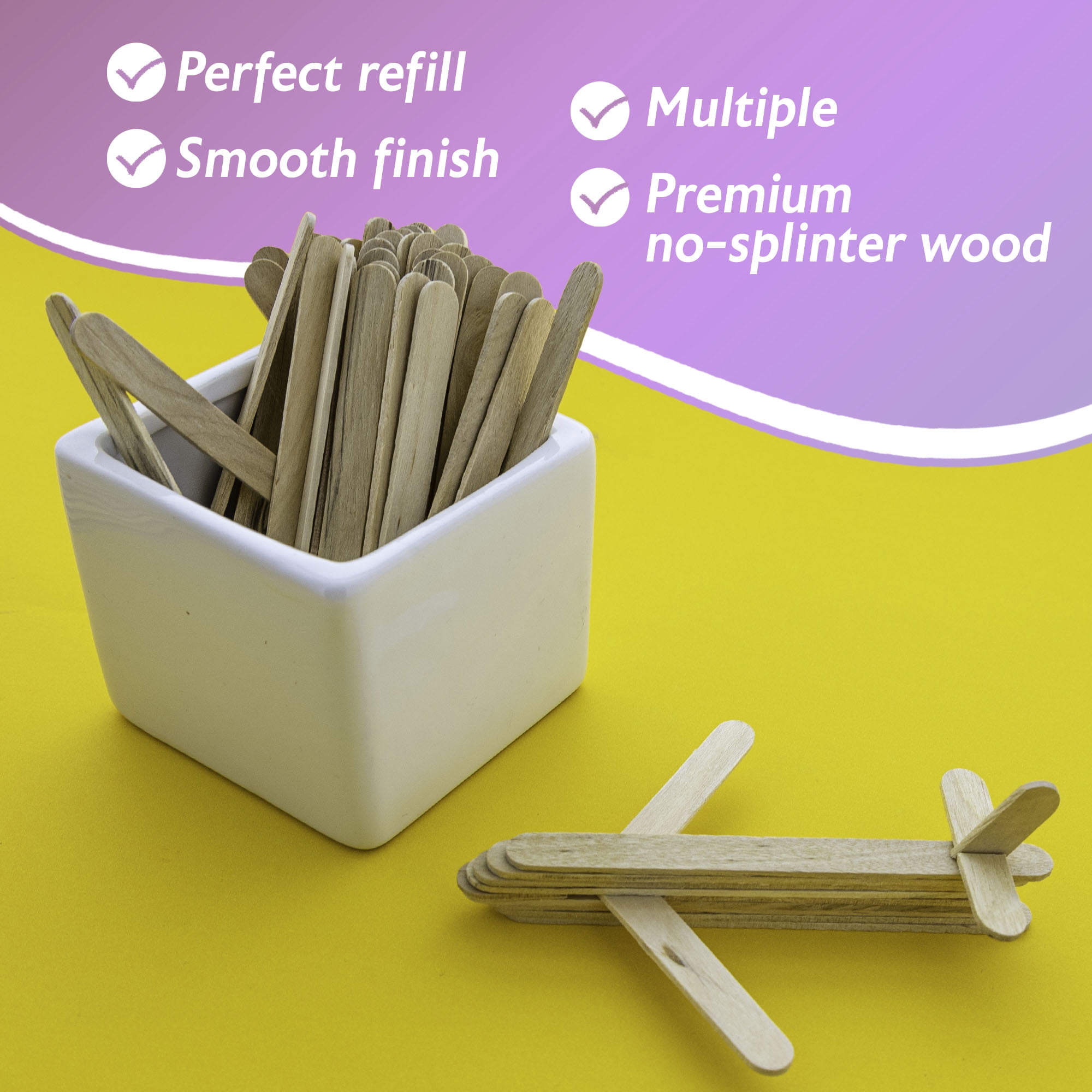 BAZIC Craft Sticks Natural Wood, Non Toxic Stick (100/pack), 24-Packs