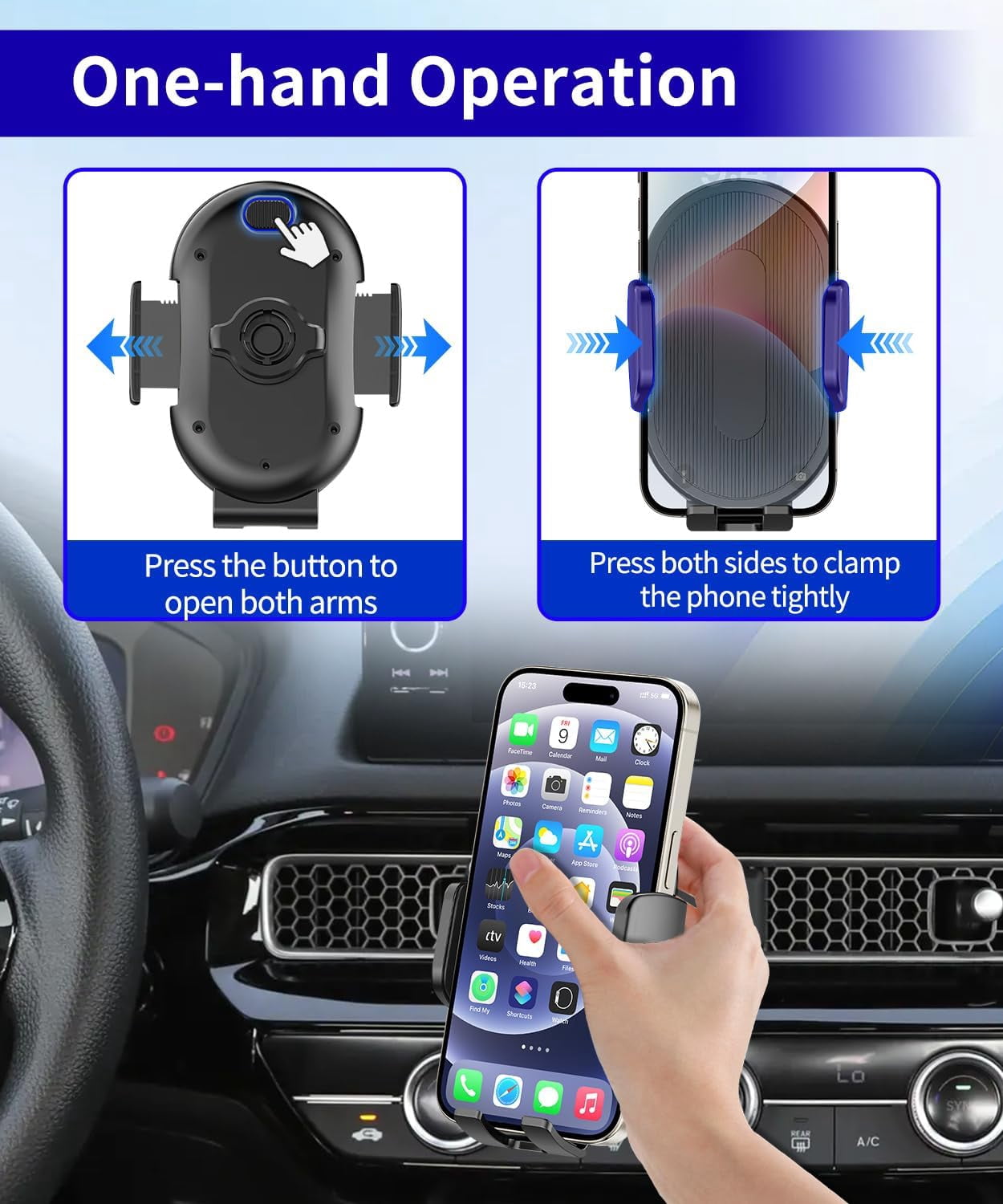 Car Phone Holder for Honda Civic 2024 2025 2026 Auto Accessories，One Hand Place & Pick，360° Rotation，Hands Free，for 4.7-7 inch Phones