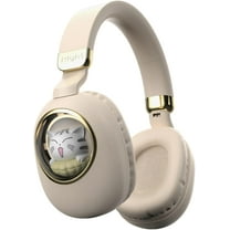 Kids Bluetooth Headphones with Microphone for School, Wireless Noise Cancelling Bluetooth Headphones, Lightweight Kids Headphones for Airplane Travel Tablet, Beige