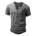 thumbnail image 1 of Playera Henley Casual Retro Manga Corta Para Hombre Algodón, 1 of 6
